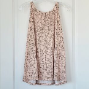 Adrianna Papell Peach and Black Dotted Pleated Sleeveless Blouse L